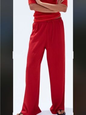 H & M Wide Leg Red Pants
